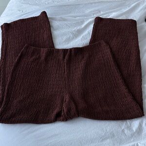 H&M Women's Textured Wide-Leg Pants in Deep Brown